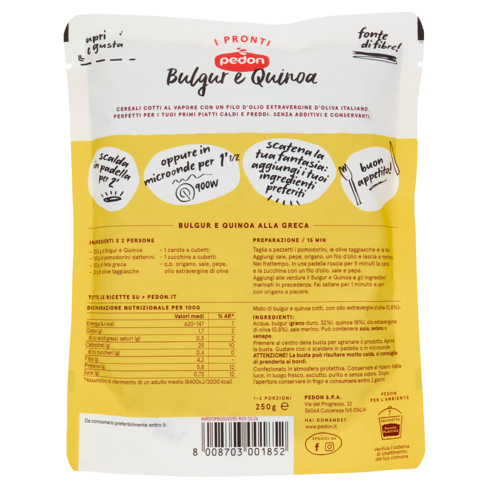 pedon I Pronti Bulgur e Quinoa 250 g