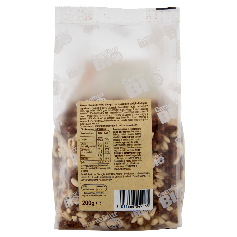 Carrefour Bio Multicereale Cioccolato e Vaniglia 200 g