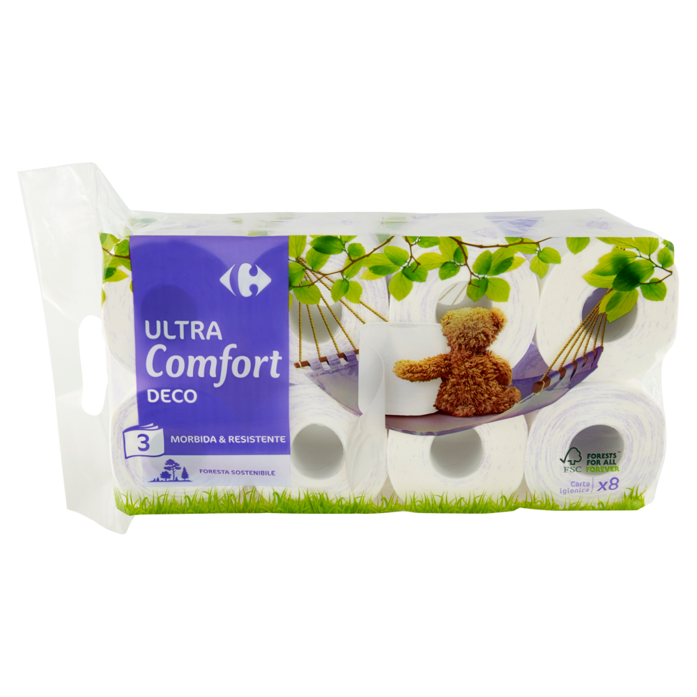 Carrefour Ultra Comfort Deco 3 veli Carta igienica 8 rotoli