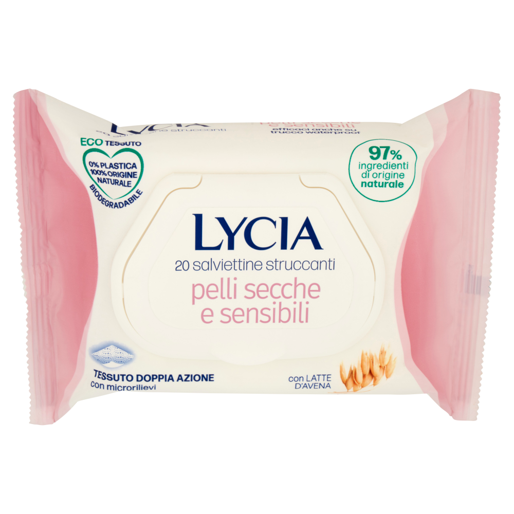 Lycia salviette struccanti pelli secche e sensibili con Latte d'Avena 20 pz