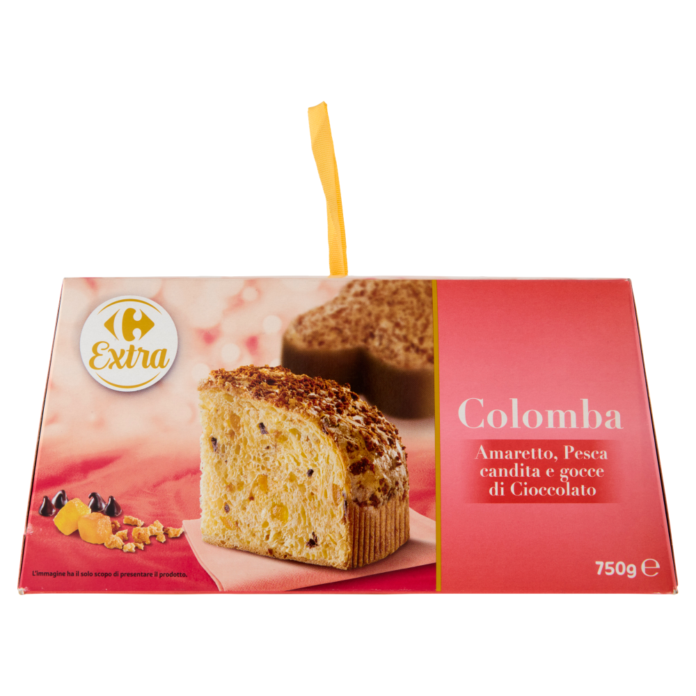 Carrefour Extra Colomba Amaretto, Pesca candita e gocce di Cioccolato 750 g
