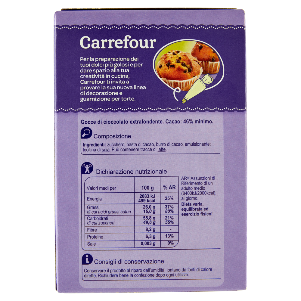 Carrefour Dolci & Decori Gocce di Cioccolato Extrafondente 250 g