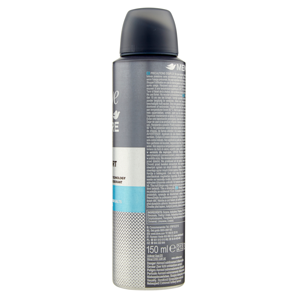 Dove Men+Care Clean Comfort 0% Aluminium Salts Alcohol spray 150 ml
