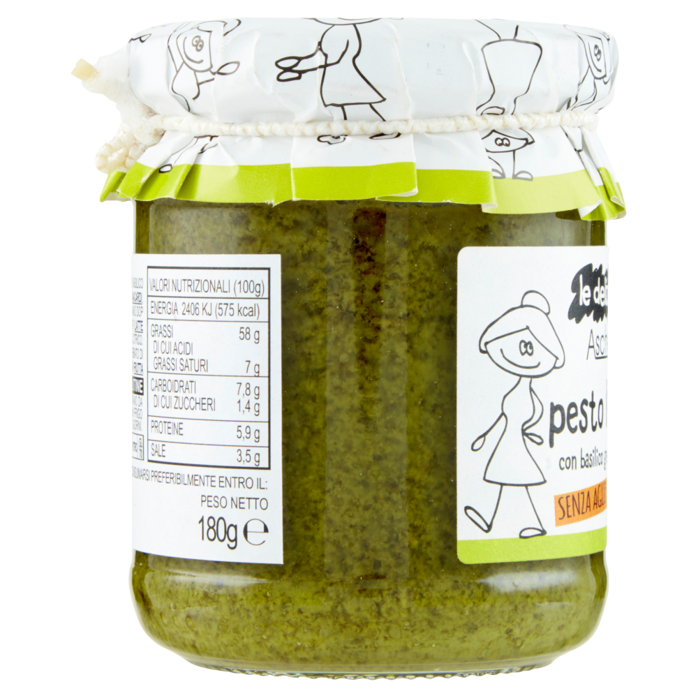 le delizie di Ascheri 1960 pesto ligure con basilico genovese dop Senza Aglio 180 g