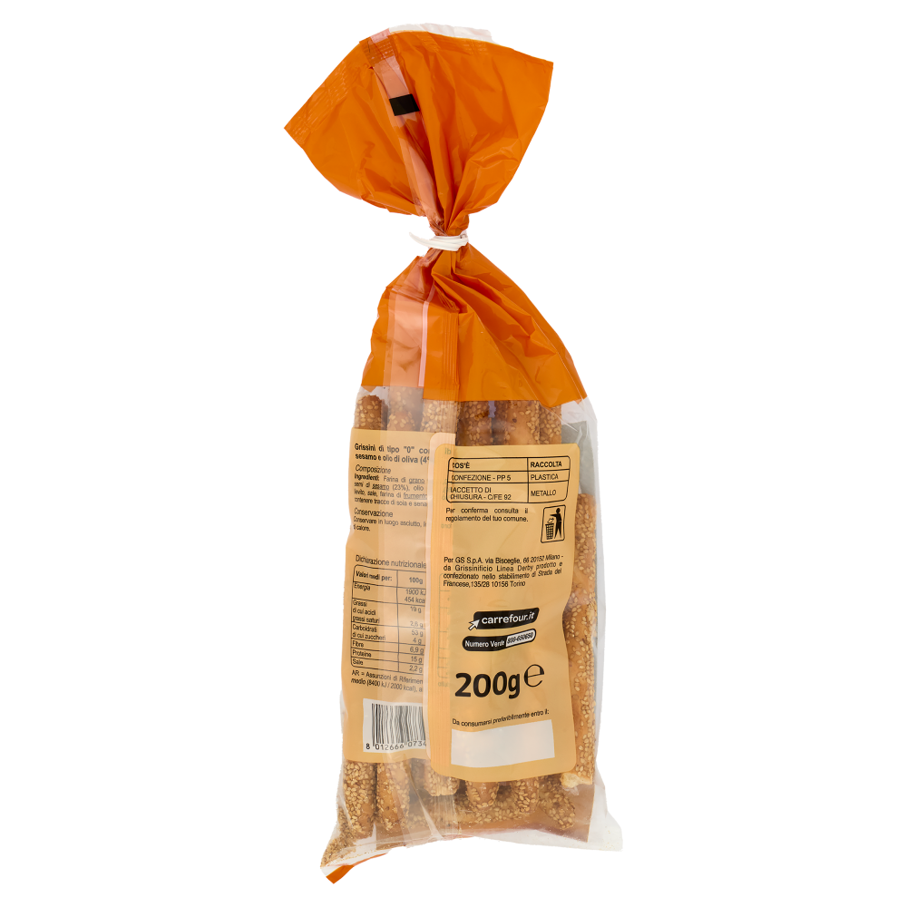 Carrefour Extra Grissini al Sesamo con Olio di Oliva 200 g