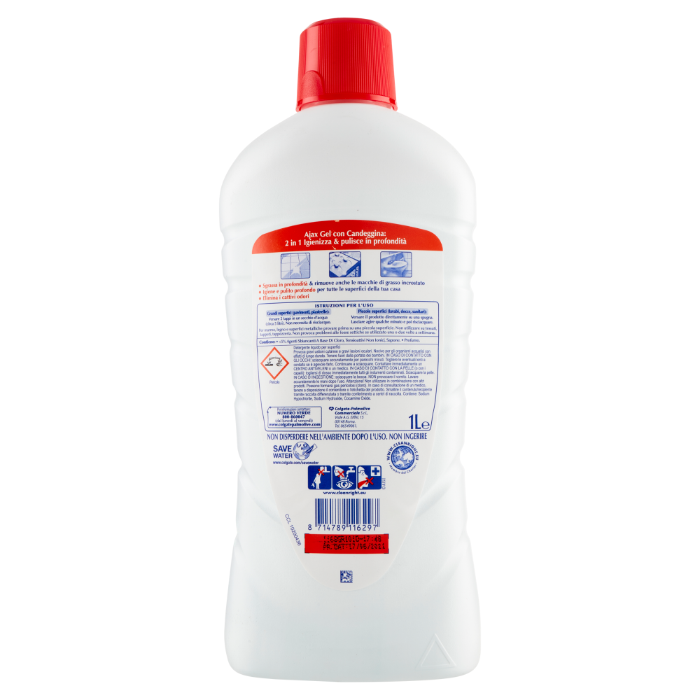 Ajax detersivo pavimenti Pino gel con candeggina igienizzante 1 L