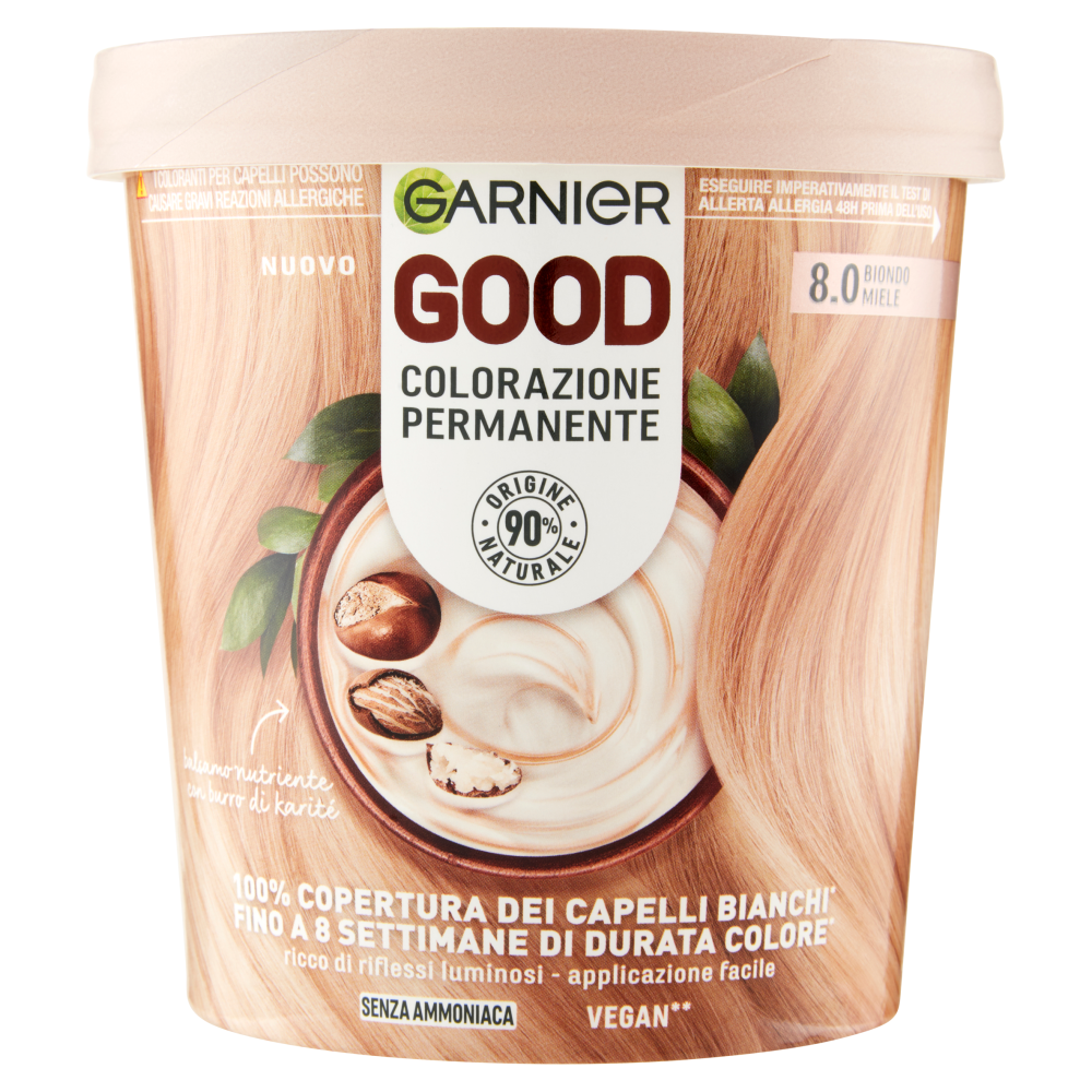 Garnier GOOD 8.0 Biondo Miele, colorazione permanente senza ammoniaca, 90% di origine naturale