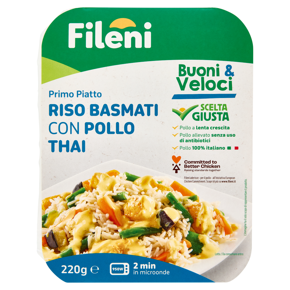 Fileni Buoni & Veloci Primo Piatto Riso Basmati con Pollo Thai 220 g