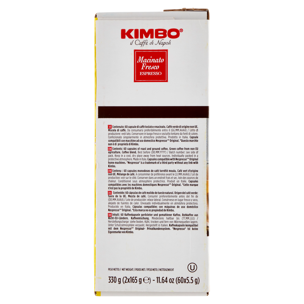 Kimbo Macinato Fresco Espresso Capsule Compatibili con le Macchine Nespresso* 2 x 165 g