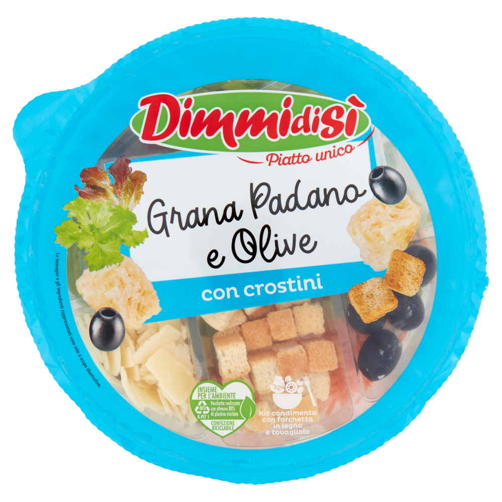 DimmidiSì Piatto unico Grana Padano e Olive con crostini 120 g