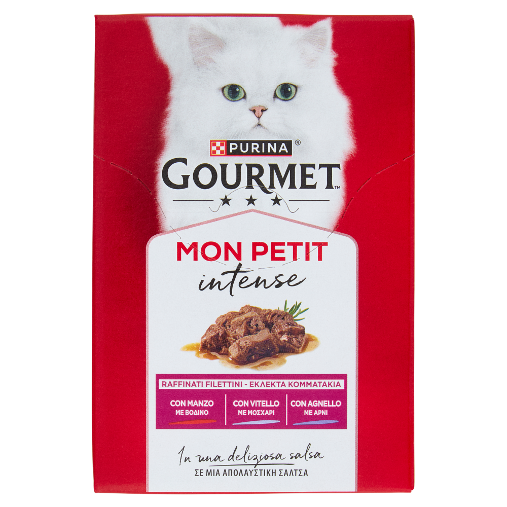 PURINA GOURMET Mon Petit Filettini Intense cotti in Salsa Manzo, Vitello, Agnello 6x50g