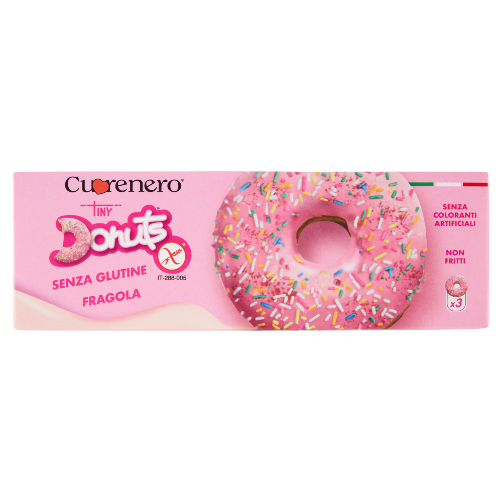 Cuorenero Tiny Donuts Senza Glutine Fragola 3 x 37 g