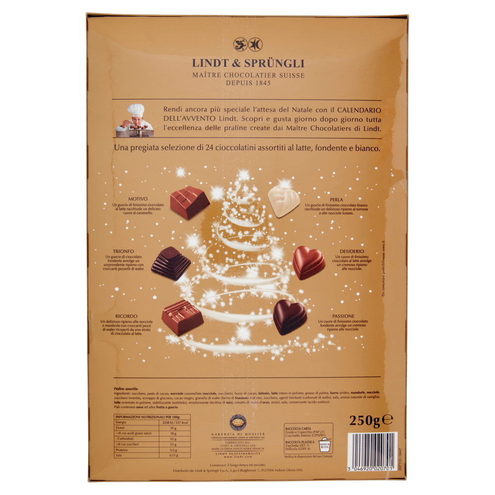 Lindt Calendario Avvento Piacevolmente Insieme Cioccolatini assortiti 250 g
