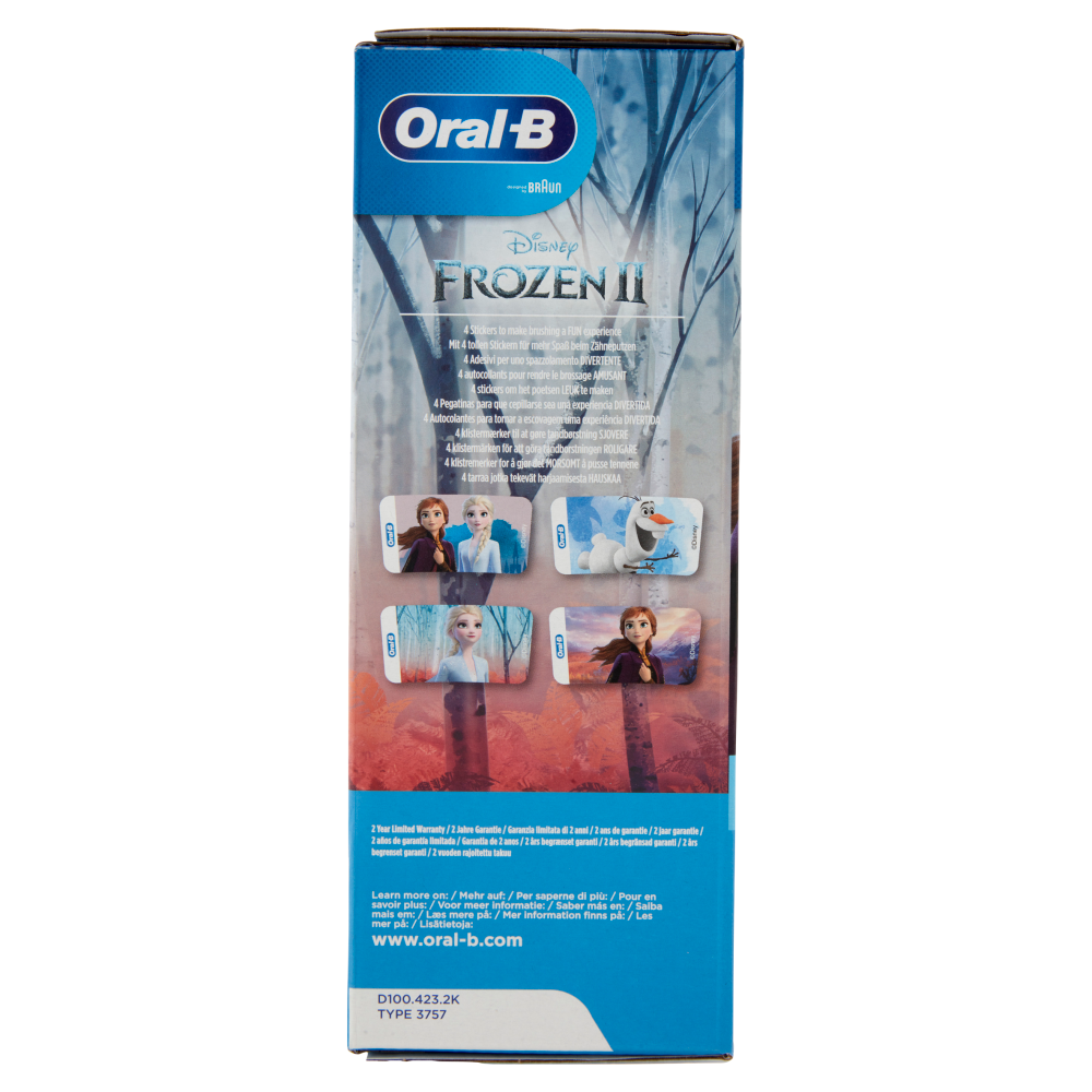 Oral-B Spazzolino Elettrico Ricaricabile Kids Disney Frozen II Vitality D100