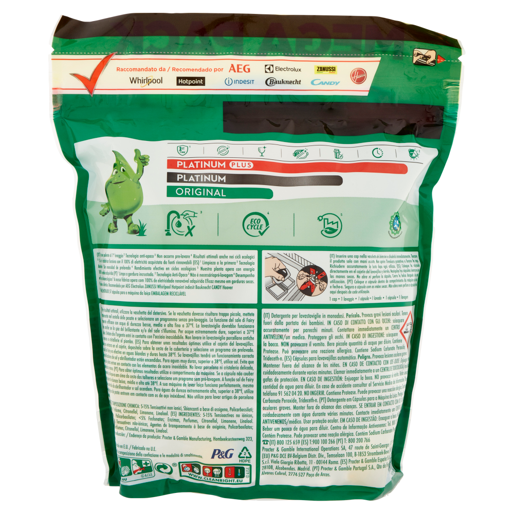 Fairy Pastiglie Lavastoviglie Original, Detersivo Piatti Limone, 57 Capsule 770 g