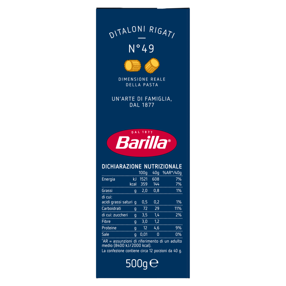 Barilla Pasta Ditaloni Rigati n.49 500g