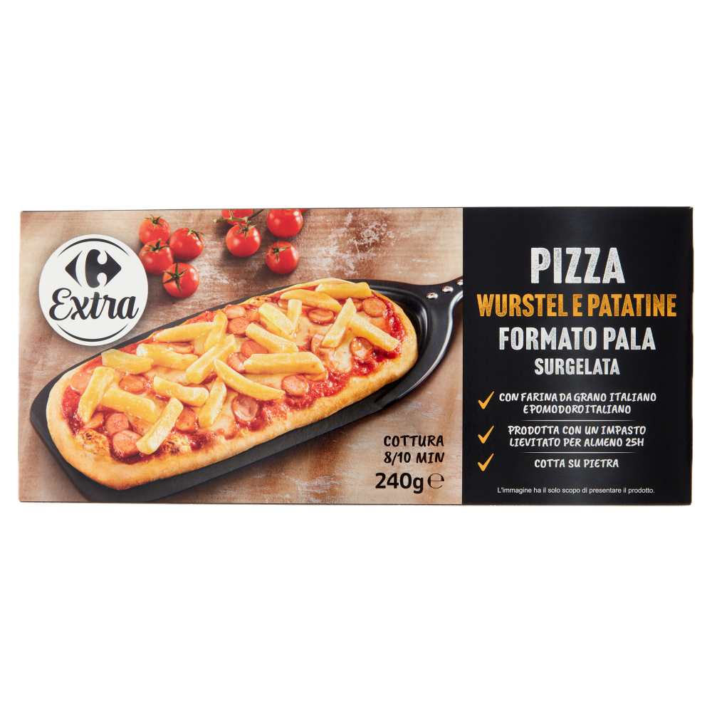Carrefour Extra Pizza Wurstel e Patatine Formato Pala Surgelata 240 g