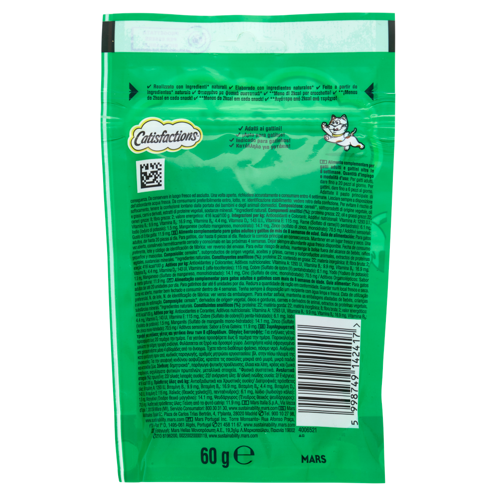 Catisfactions Snack Gatto con Erba Gatta 60 g