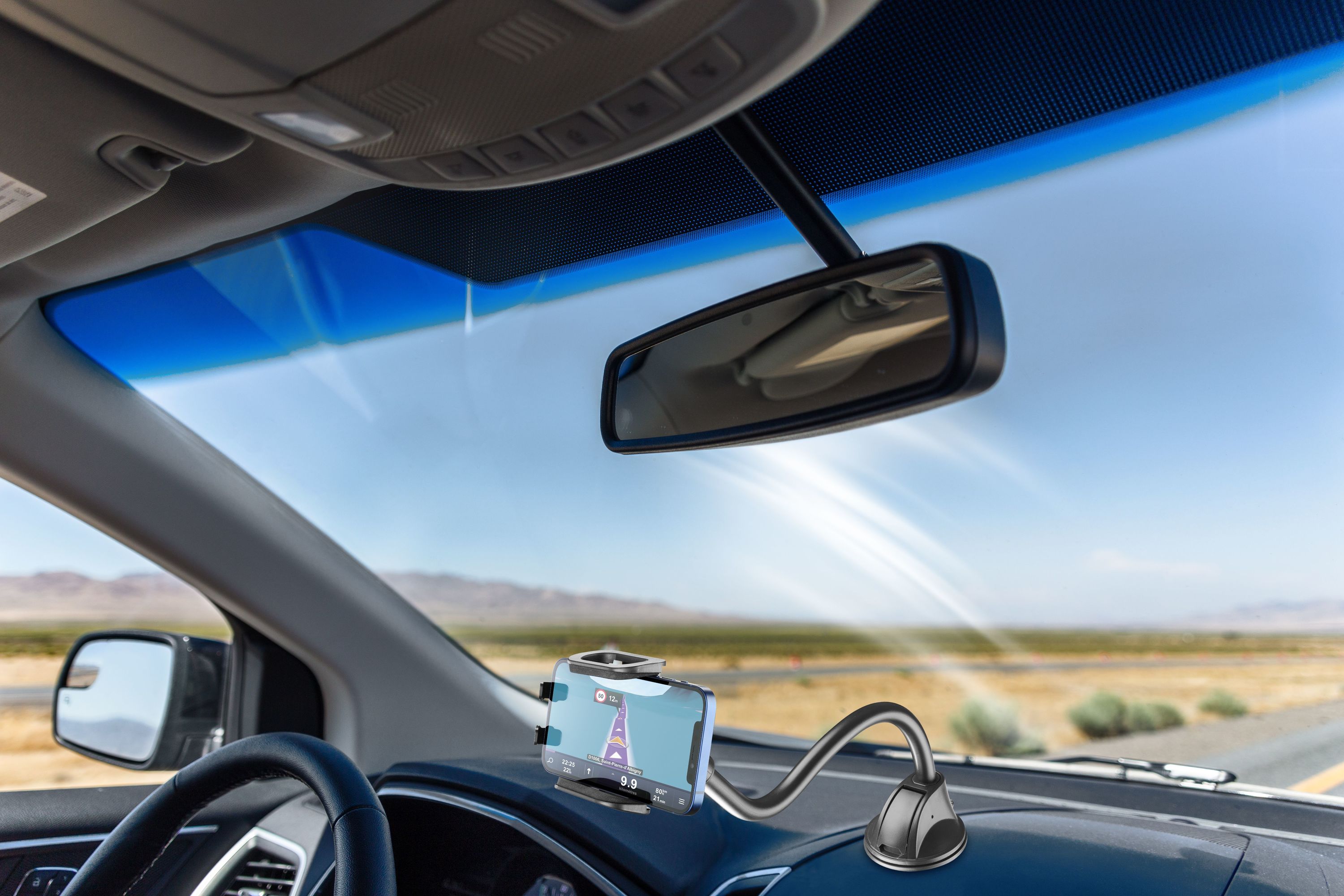 Cellularline Hug Flexi XL - Universal Supporto smartphone da auto con fissaggio a ventosa