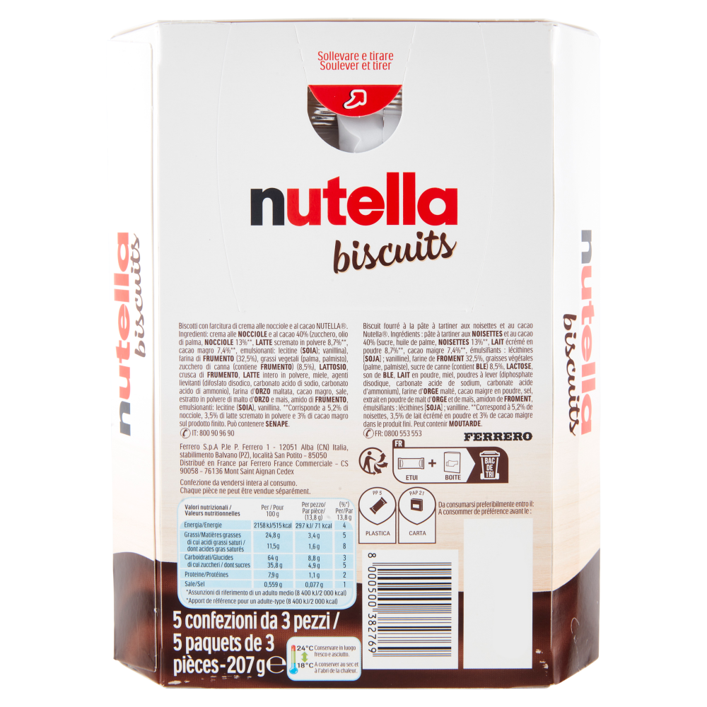 nutella biscuits 5 confezioni da 3 pezzi 207 g