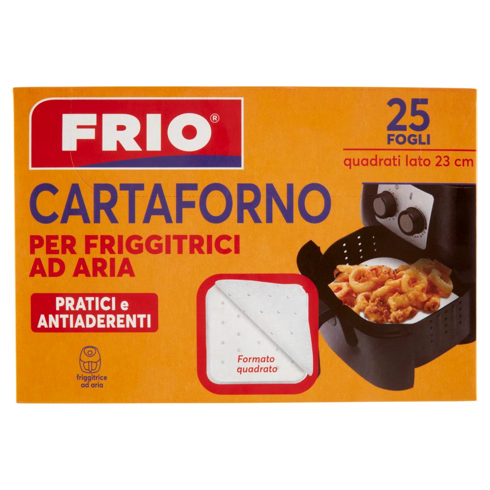 Frio Cartaforno per Friggitrice ad Aria quadrati lato 23 cm 25 Fogli