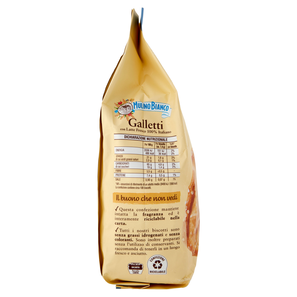 Mulino Bianco Galletti Biscotti con Latte Fresco 100% Italiano 800g