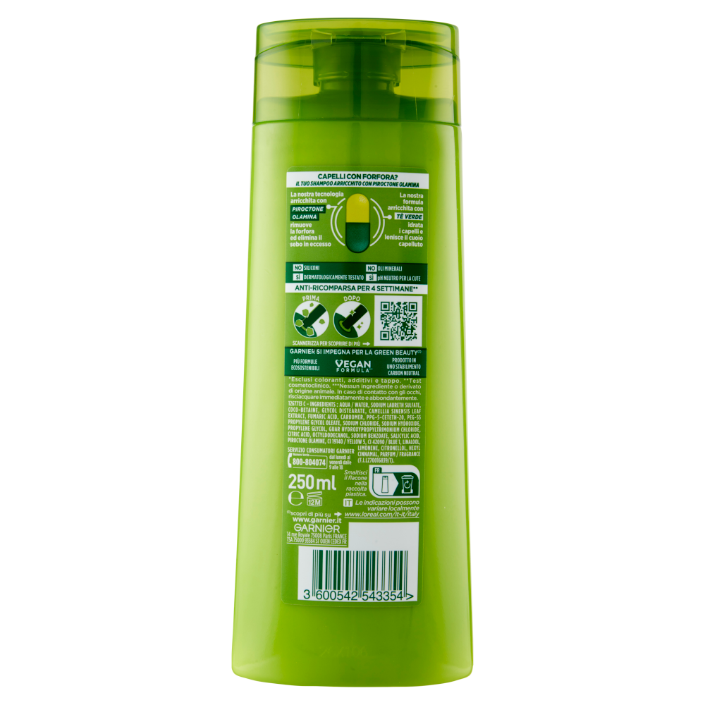 Garnier Fructis Shampoo Antiforfora lenitivo per capelli normali, 250 ml