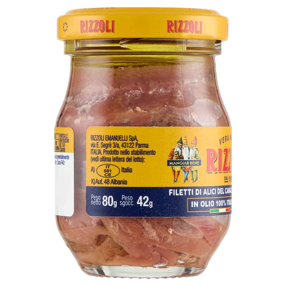 Rizzoli Filetti di Alici del Canale di Sicilia in Olio 100% Italiano 80 g