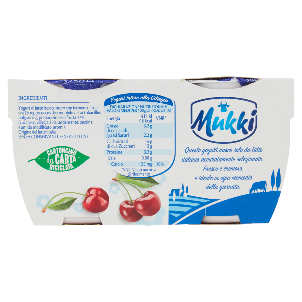 Mukki Yogurt Intero alla Ciliegia cremoso 2 x 125 g