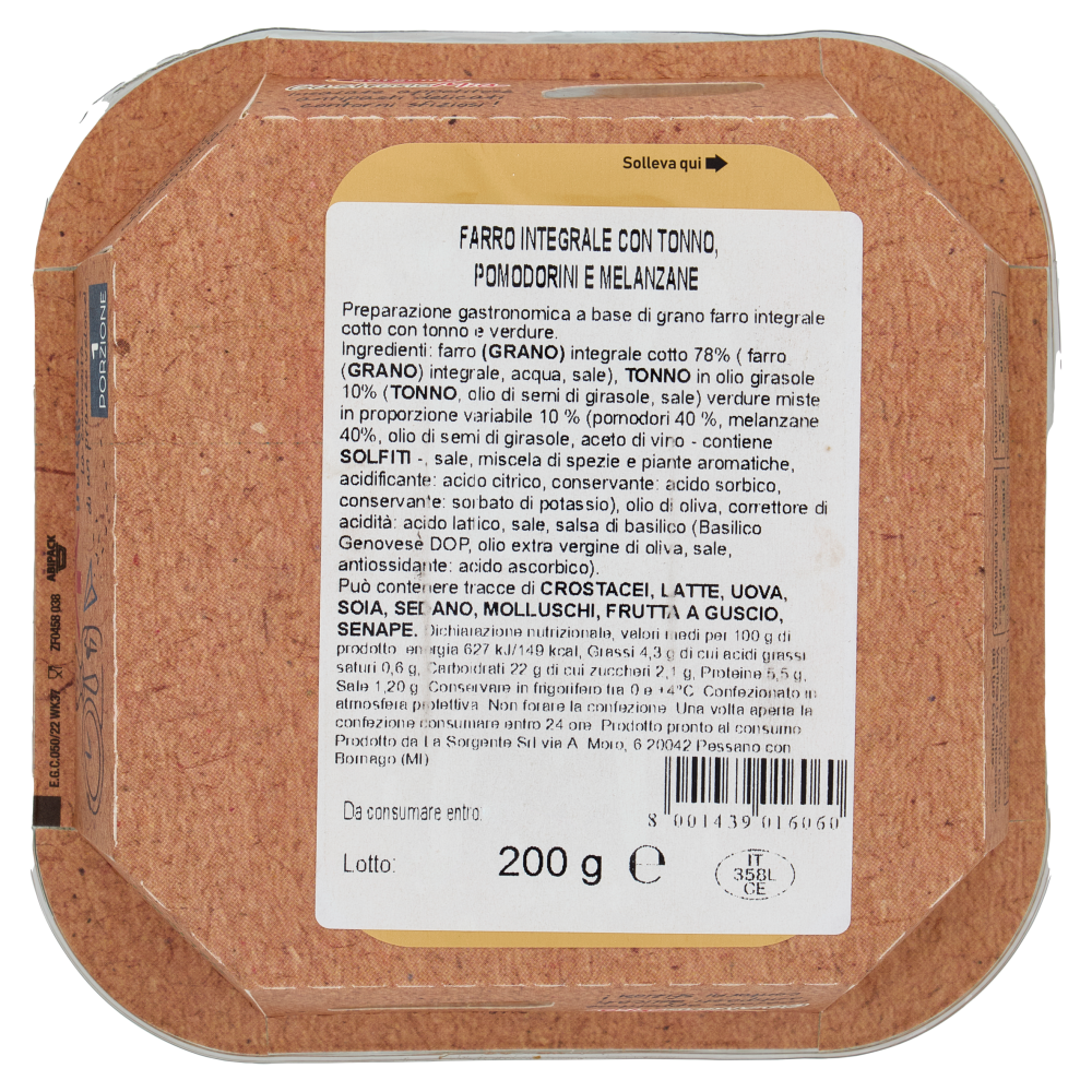 la Sorgente GastronoMia Farro Integrale con Tonno 200 g