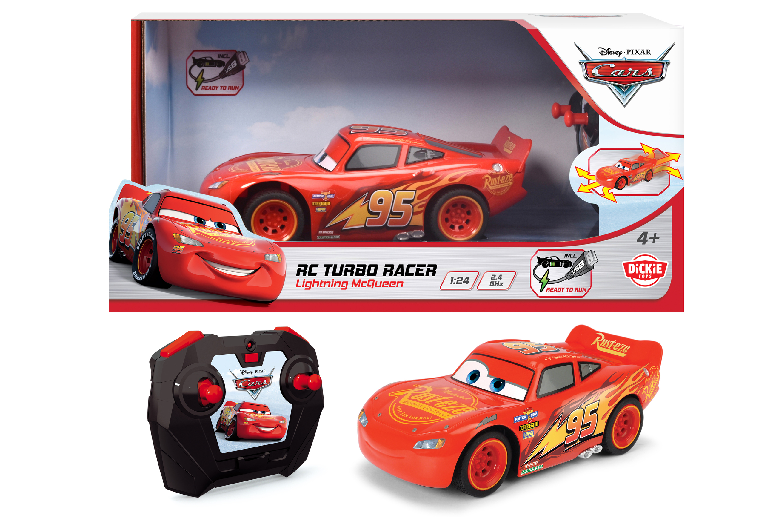 Dickie Toys RC Cars Saetta Mc Queen Turbo 1:24 Ricarica USB