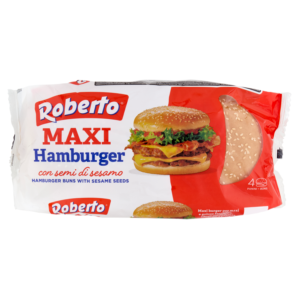 Roberto Maxi Hamburger con semi di sesamo 4 Panini 300 g