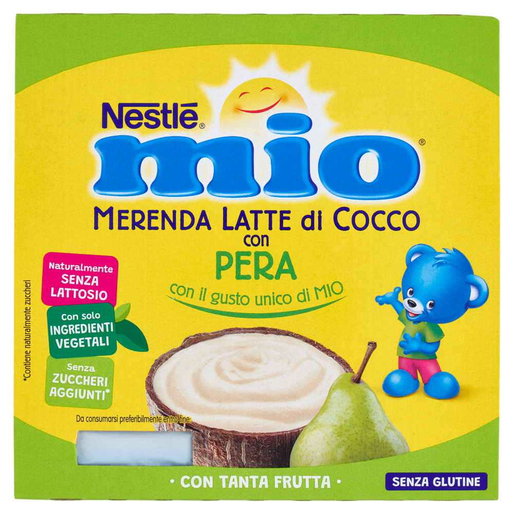 NESTLÉ MIO Merenda al Latte di Cocco Pera 4 Vasetti da 90g