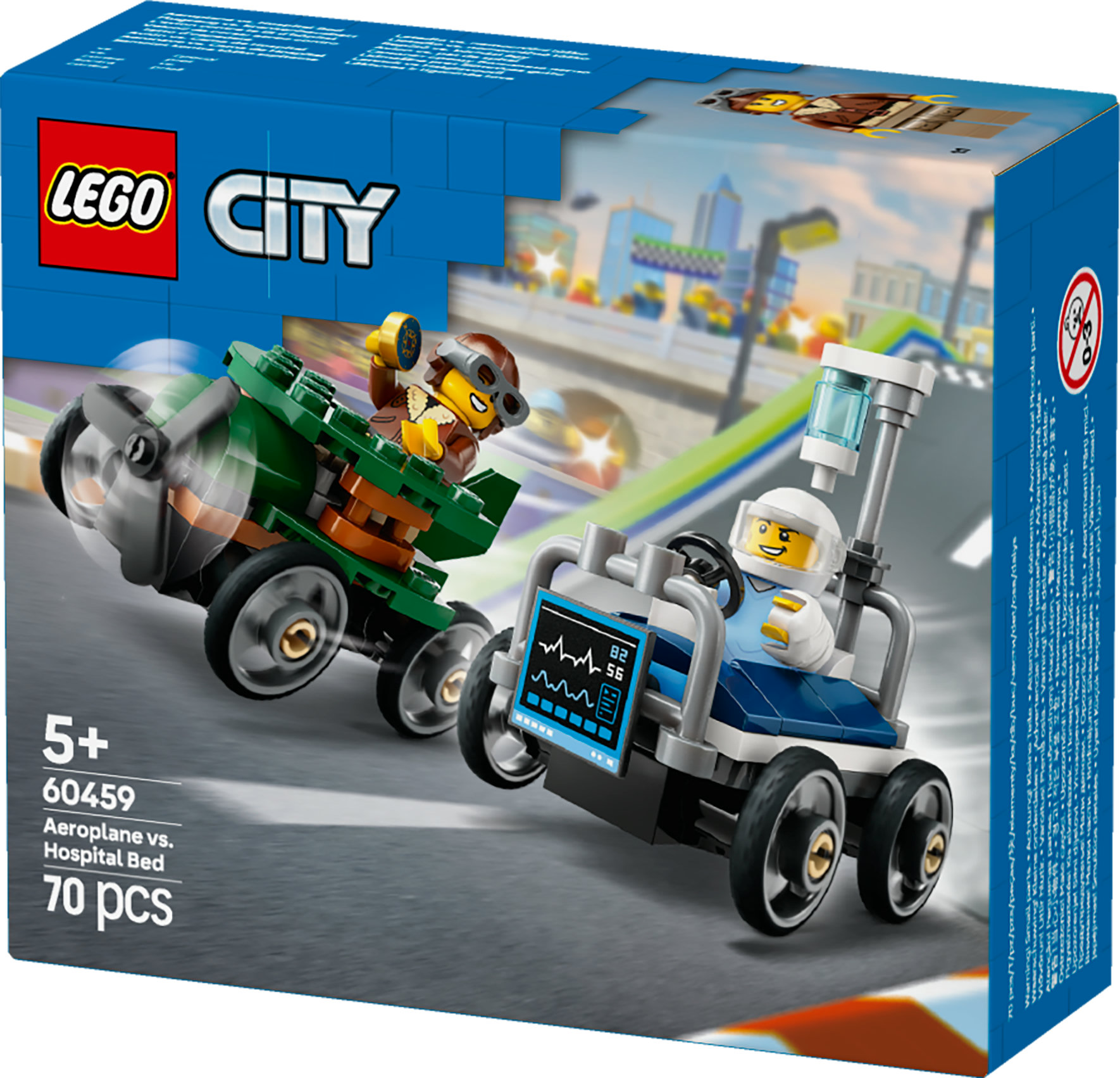 LEGO City Pack veicoli da corsa: aereo contro letto d&rsquo;ospedale