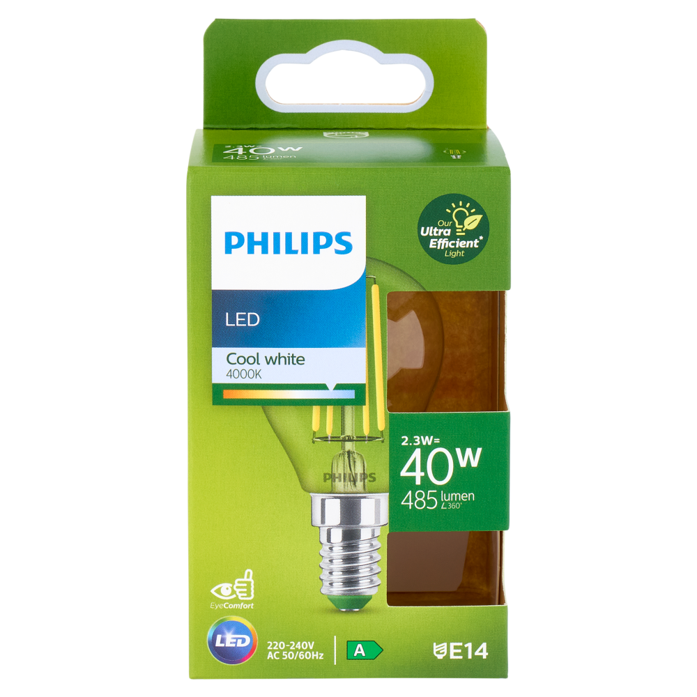 Philips Led Sfera Vetro Filamento 40W E14 4000K 