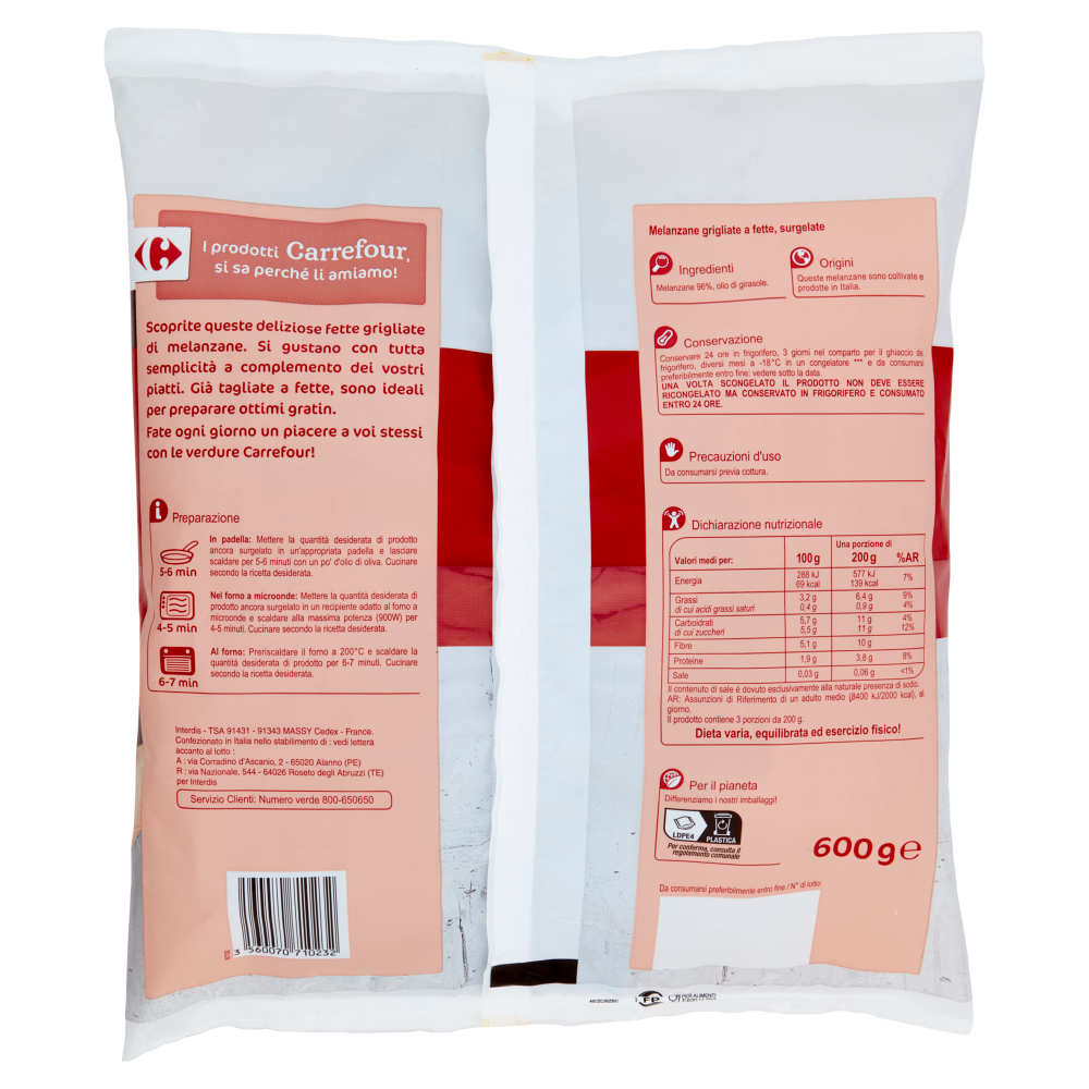 Carrefour Melanzane a fette Surgelato 600 g