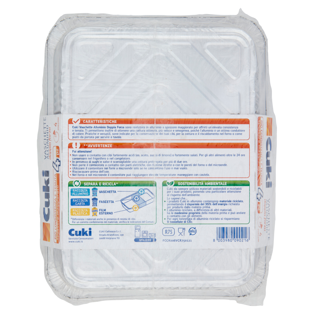 Cuki Cuoce Vaschette Alluminio doppia forza 4 Porzioni 4 pz