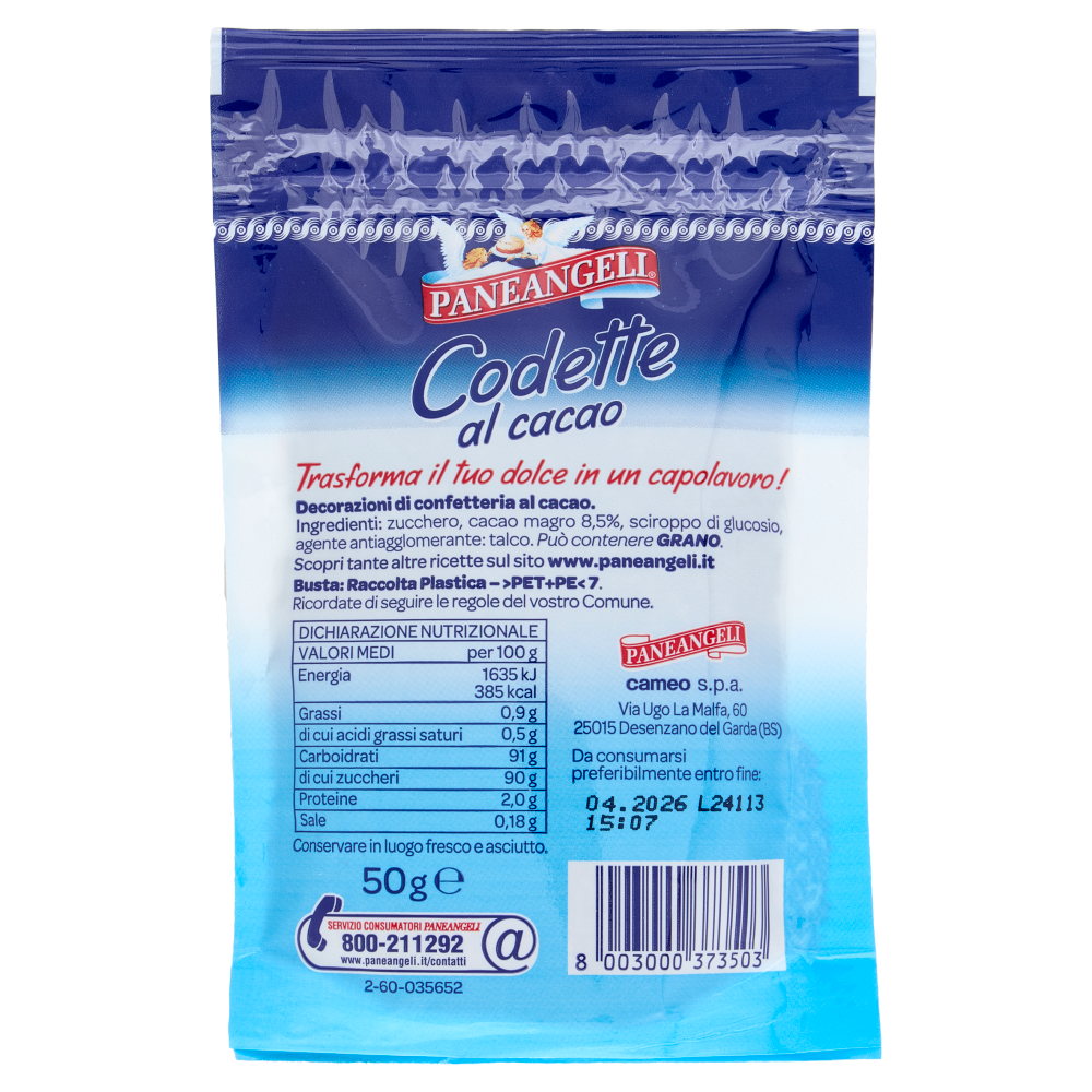 PANEANGELI decora con Codette al cacao 50 g