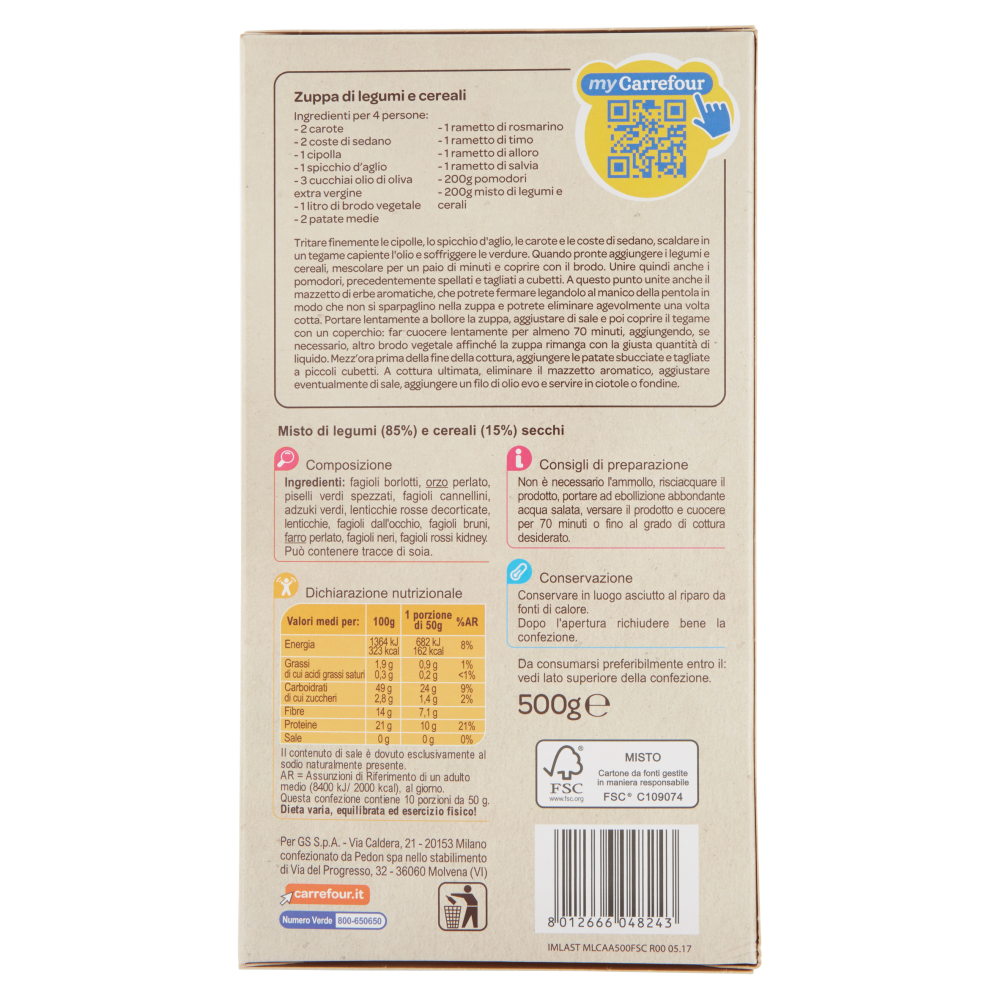 Carrefour Misto di legumi e cereali 500 g