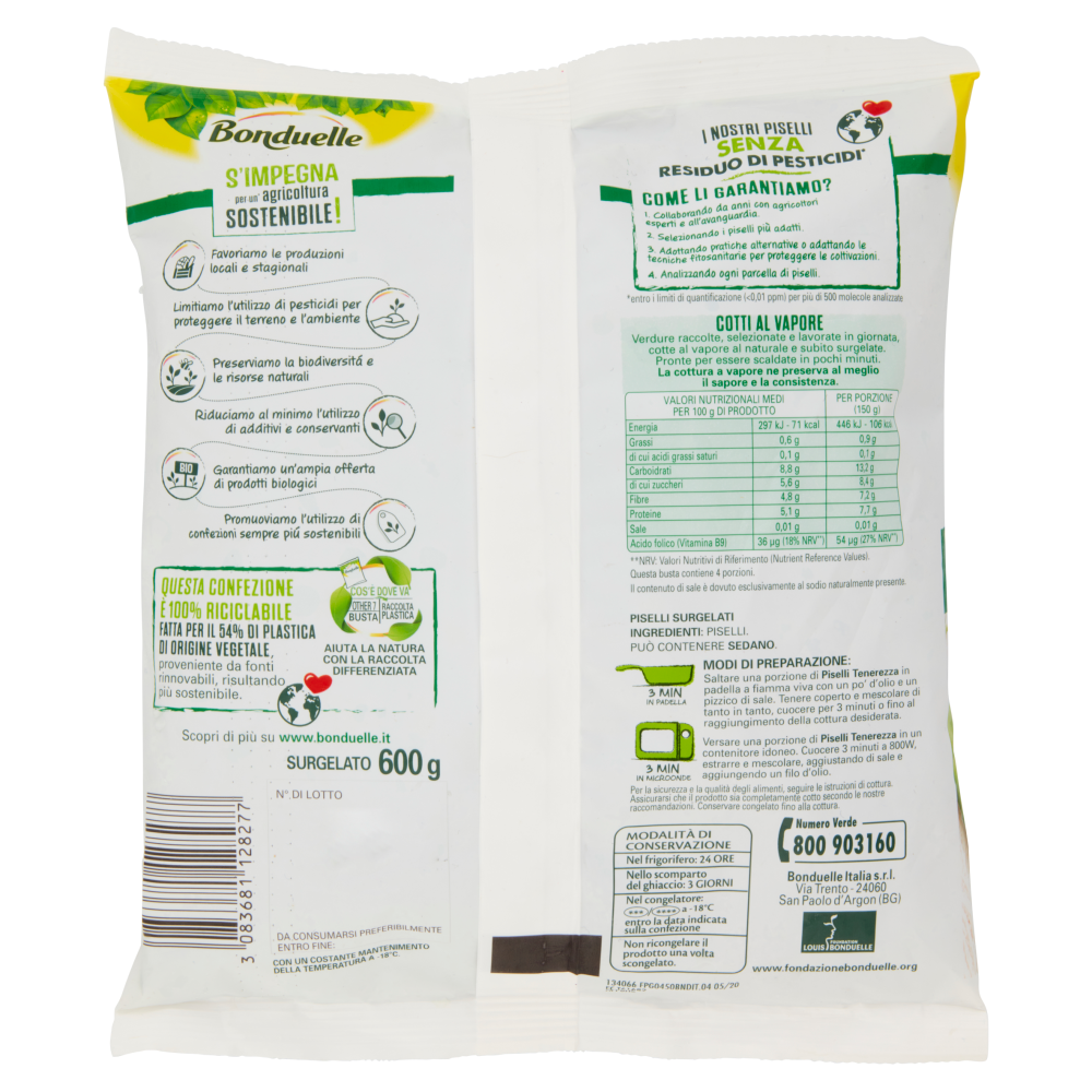 Bonduelle Piselli Tenerezza Surgelato 600 g