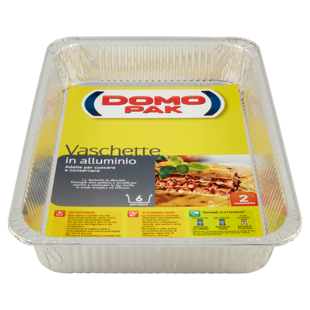 Domopak Vaschette in alluminio 6 porzioni 2 pz