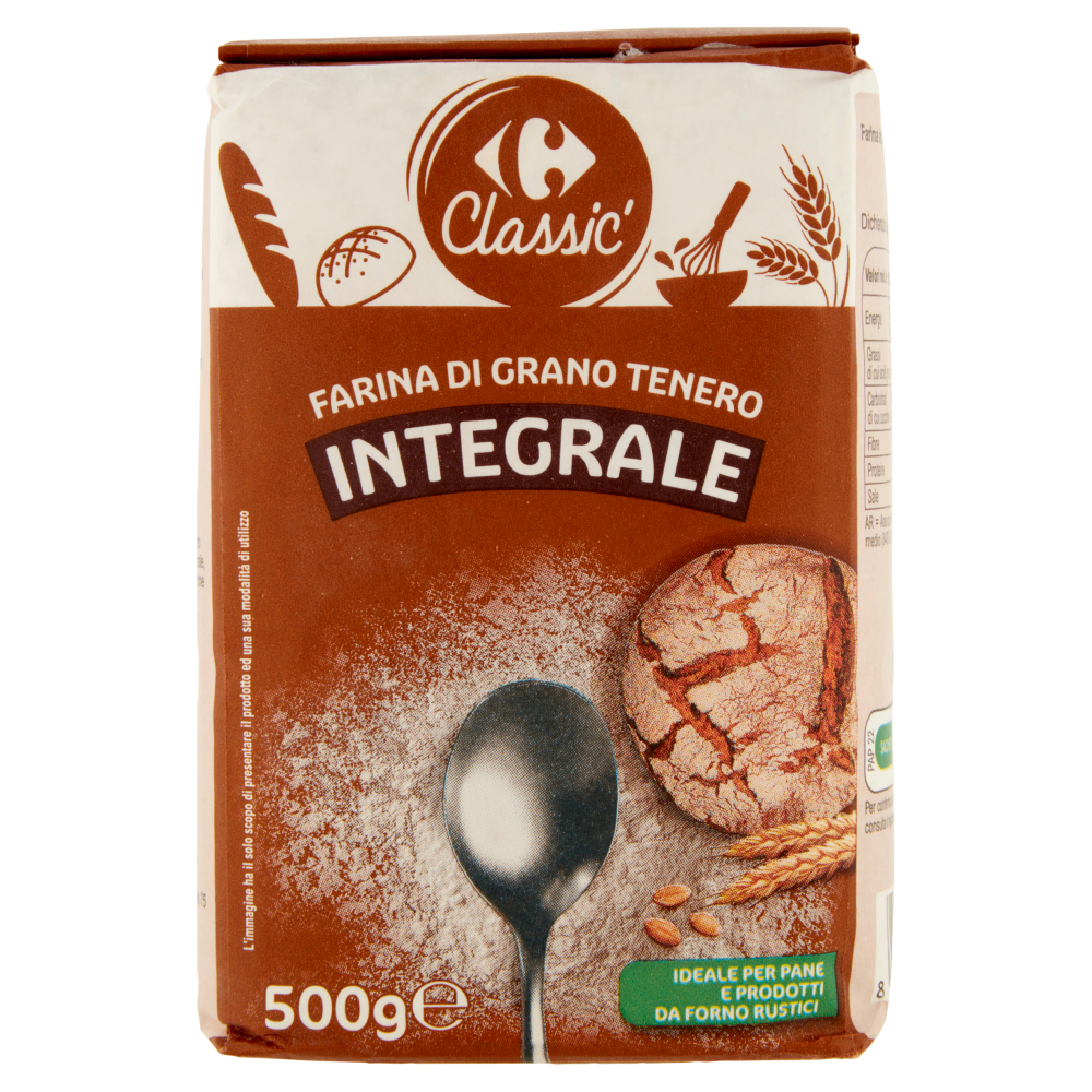 Carrefour Classic Farina di Grano Tenero Integrale 500 g