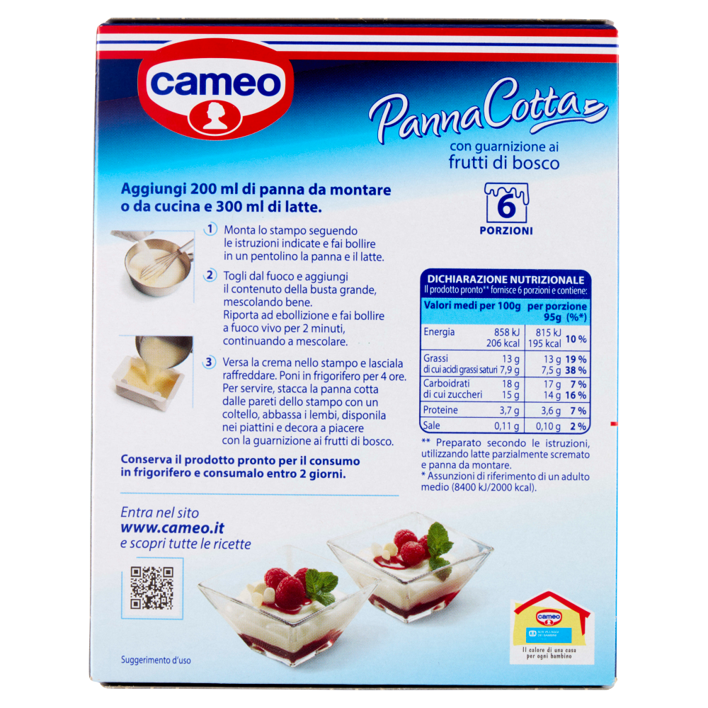 cameo Preparato per Panna Cotta con guarnizione ai frutti di bosco 107 g
