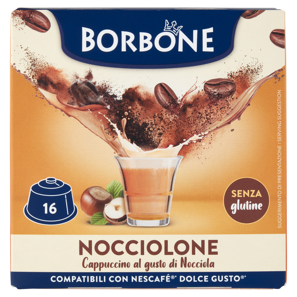Borbone Nocciolone Compatibili con Nescafé* Dolce Gusto* 16 Capsule 16 x 14 g