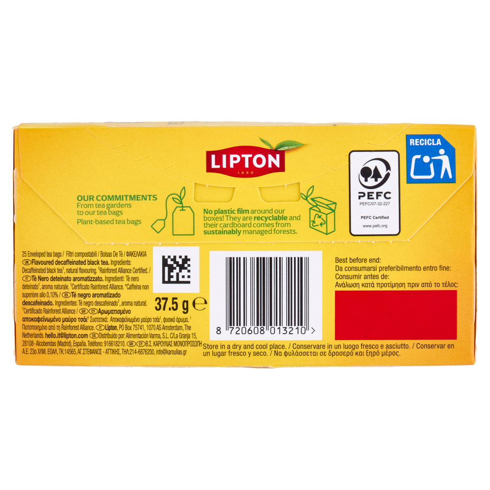 Lipton Yellow Label Deteinato 25 Filtri 37,5 g