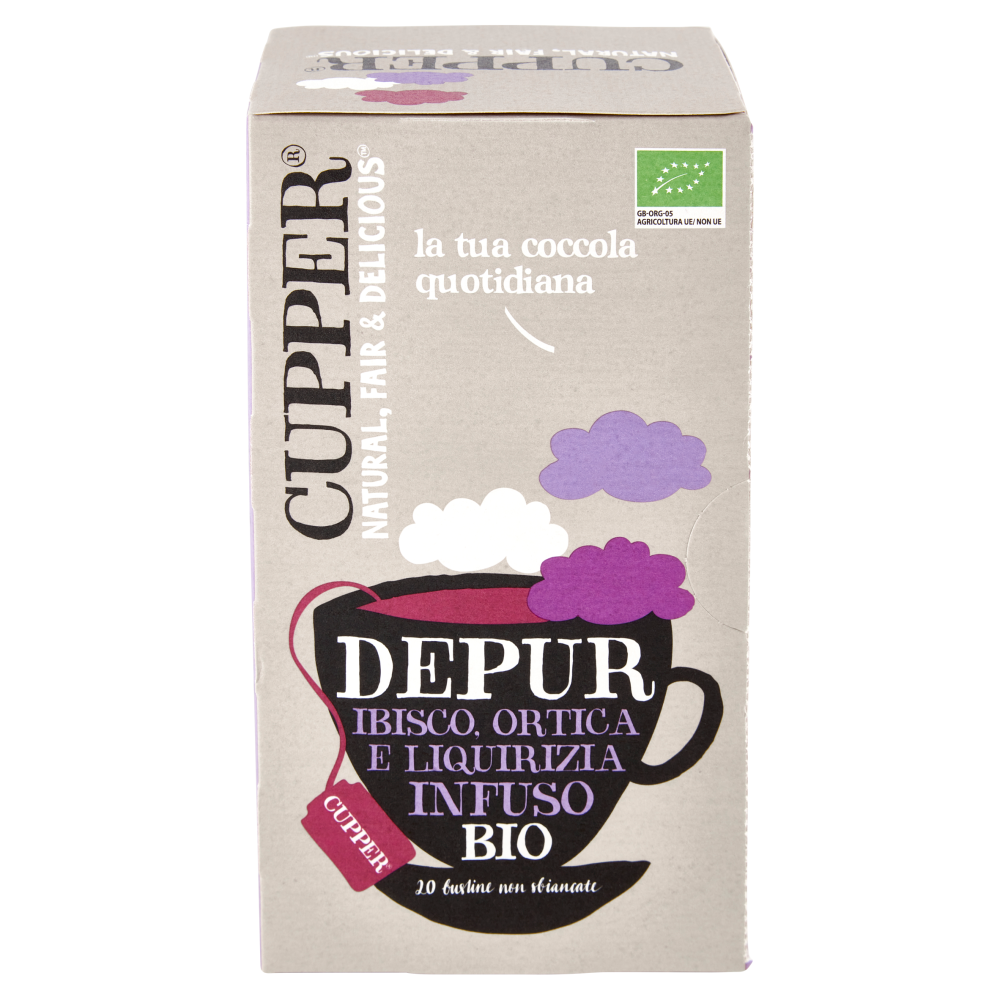 CUPPER Depur Infuso Biologico con Ibisco, Ortica e Liquirizia, Tisana Depurativa, 20 Bustine 40 g