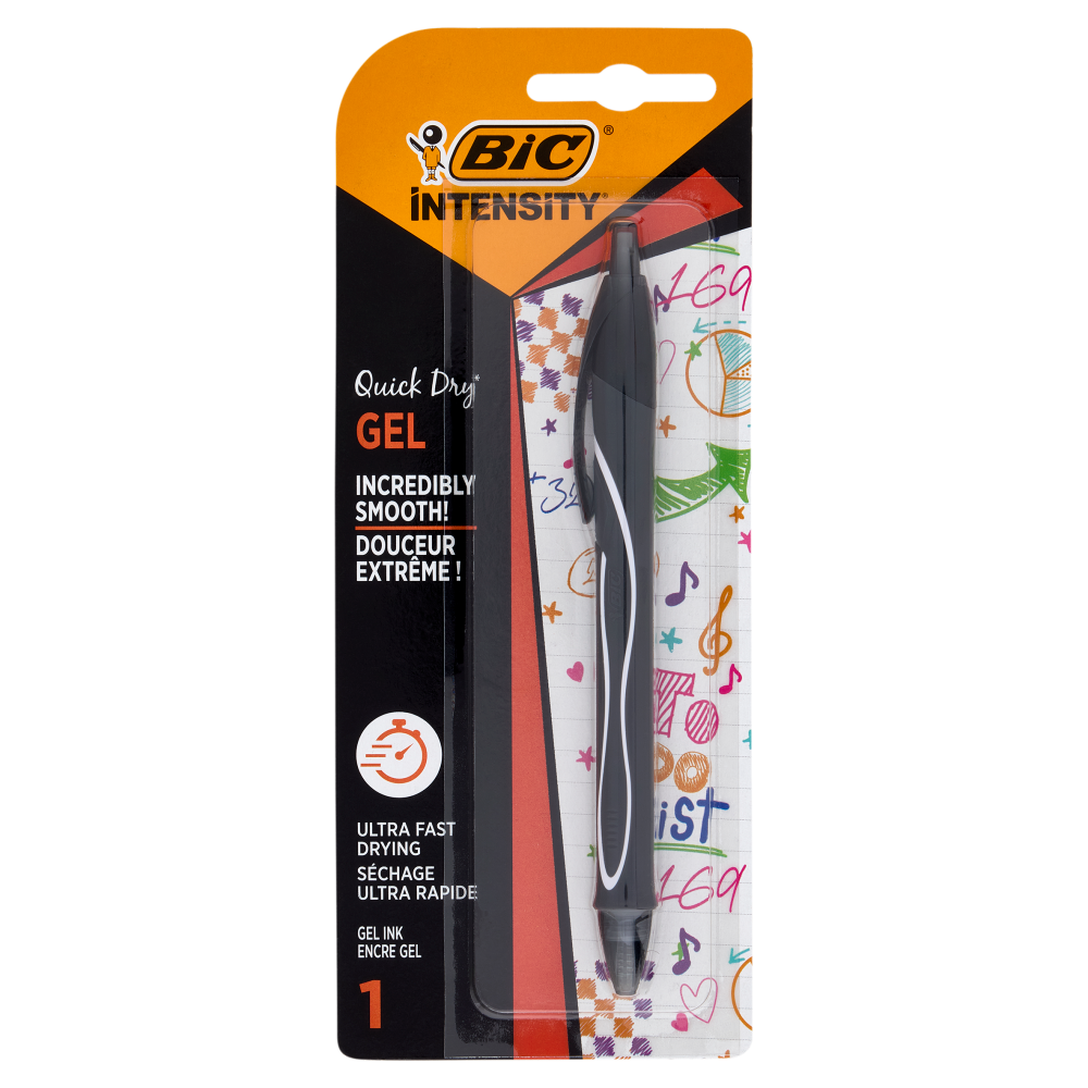 Bic Intensity Quick Dry, Penna Gel Nera, 1 pezzo