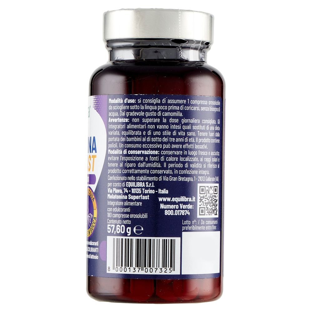 Equilibra Melatonina Superfast 180 Compresse Orosolubili 57,60 g