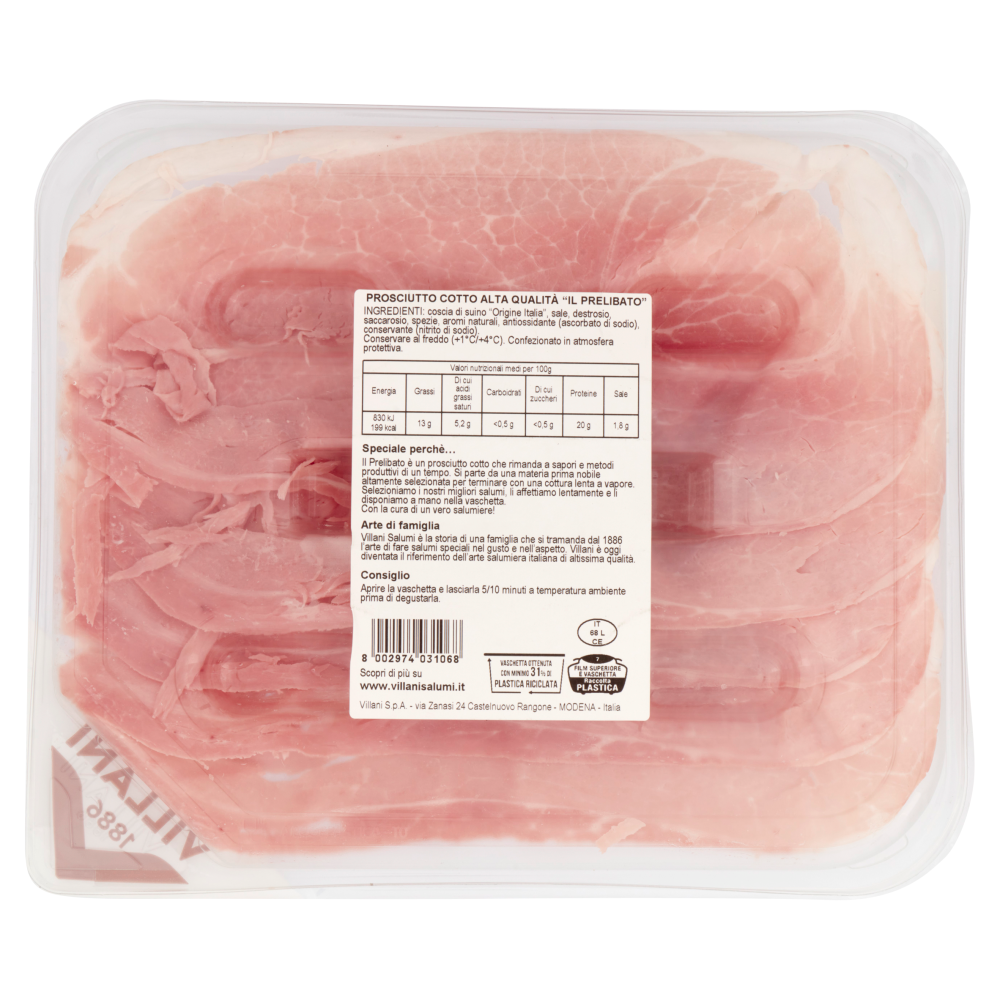 Villani il Prelibato Prosciutto Cotto Alta Qualità 110 g