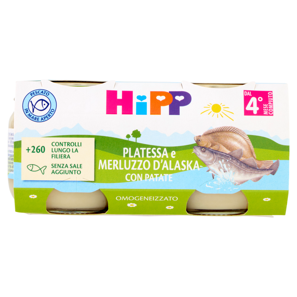 HiPP Platessa e Merluzzo d'Alaska con Patate Omogeneizzato 2 x 80 g